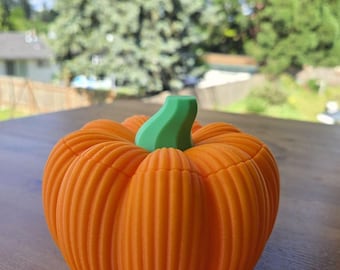 3D Printed Pumpkin Container with Lid, Halloween Candy Box, Fall Decor Storage Jar