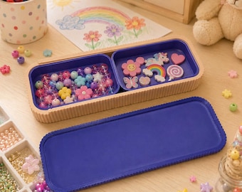 Kids Craft Organizer Box | Bead Storage Case with Divider | Desk Organizer for Art Supplies, Trinkets and Small Treasures