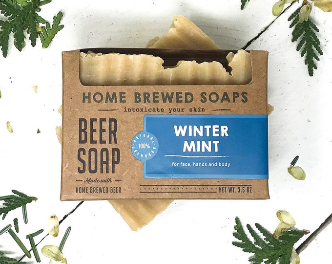 Winter Mint Beer Soap, Beer Gift, Christmas Gift for Him, Homemade Soap, Gifts for Dad, Bar Soap Gift, Beer Soap, Beer Lover Gifts, Handmade