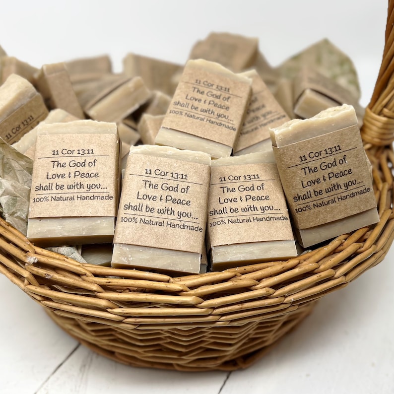 Bible Verse Soap Bars, Personalized Mini Soaps, Guest Soap, Logo Soap, Handmade Soap for Christians, Vegan Soap Favors, Mini Soaps in Bulk image 1