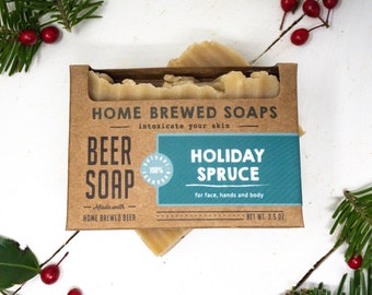 Mens Soap, Holiday Spruce, Beer Gifts, Handmade Soap Bar for Men, Beer Lover Gift Manly Soap, Men Soap, Beer Lover Soap for Men
