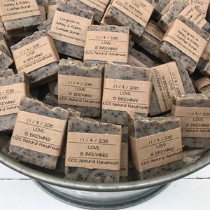Coffee Soap Wedding Favors, Love is Brewing Soap Favors, Wedding Favor Soap for Coffee Lovers, Coffee Soap Favors for Guests, Wedding Favor image 1