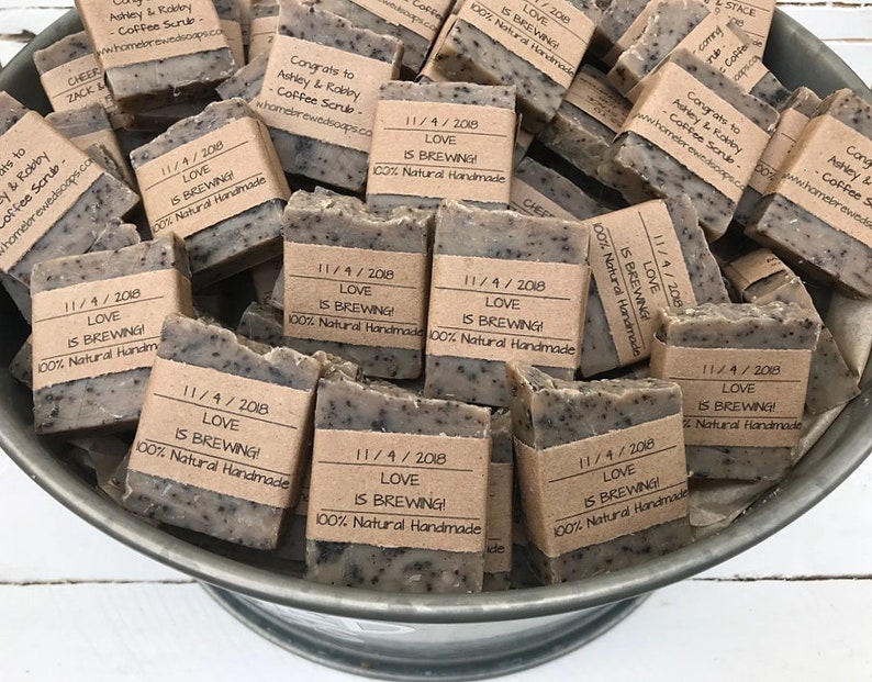 Coffee Soap Wedding Favors, Love is Brewing Soap Favors, Wedding Favor Soap for Coffee Lovers, Coffee Soap Favors for Guests, Wedding Favor image 1