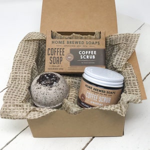 Coffee Bath Gift Set, Coffee Bath Set for Women, Coffee Gift Ideas, Coffee Lovers Gift Box, Coffee Bath Bomb, Coffee Soap Bar, Coffee Scrub