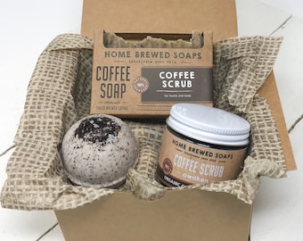 Coffee Bath Gift Set, Coffee Bath Set for Women, Coffee Gift Ideas, Coffee Lovers Gift Box, Coffee Bath Bomb, Coffee Soap Bar, Coffee Scrub