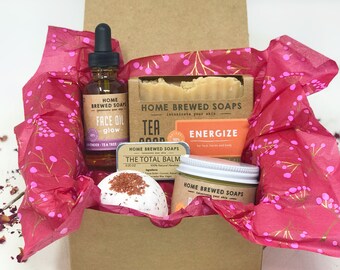 Valentines Gifts for Women, Energize, Spa Gift Set for Her, Spa Gift Box, Bath Set for Women, Valentine Gift for Her, Bath Bomb, Tea Soap
