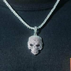 Iced Out Moissanite Skull Halskette: Sterling Silber Hip Hop Anhänger