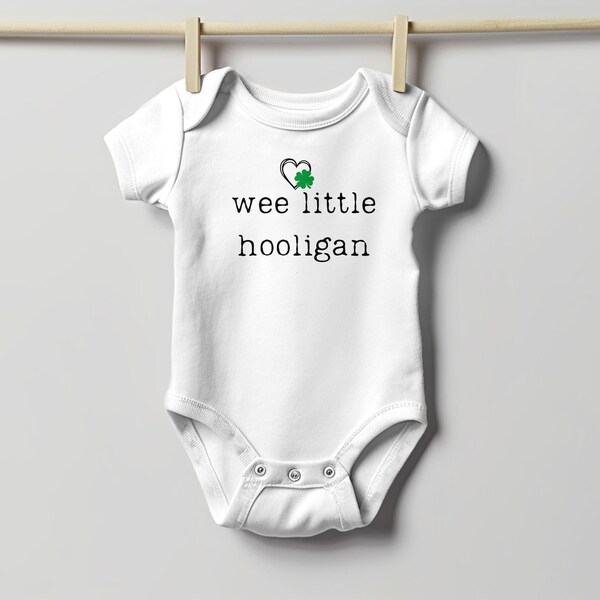 Wee Little Hooligan St. Patrick's Day Toddler Shirt, Baby Shirt or Baby Bodysuit. Gift for Son, Daughter, Grandchild for St. Patty's Day.