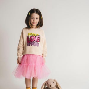 Cotton/Tulle Dress - Girls - Long-Sleeved Dress - Party Dress - Pink - 3-6 Years