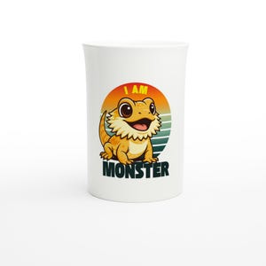 Ich bin Monster Cute Bearded Dragon Becher | Lustiges Eidechsen-Liebhaber-Geschenk | Bartagame-Kaffeetasse | Schlanke 10oz Porzellanbecher für Reptilienfans