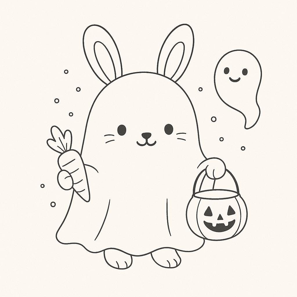 37 Ghost Crafts for Kids to Make This Halloween 28 Ghost Bunny Coloring Page: Kawaii Halloween Rabbit with Pumpkin (PDF…