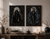 Mystical Tarot Wall Art Set – Gothic Moon Oracle Printable Posters (Digital Download)