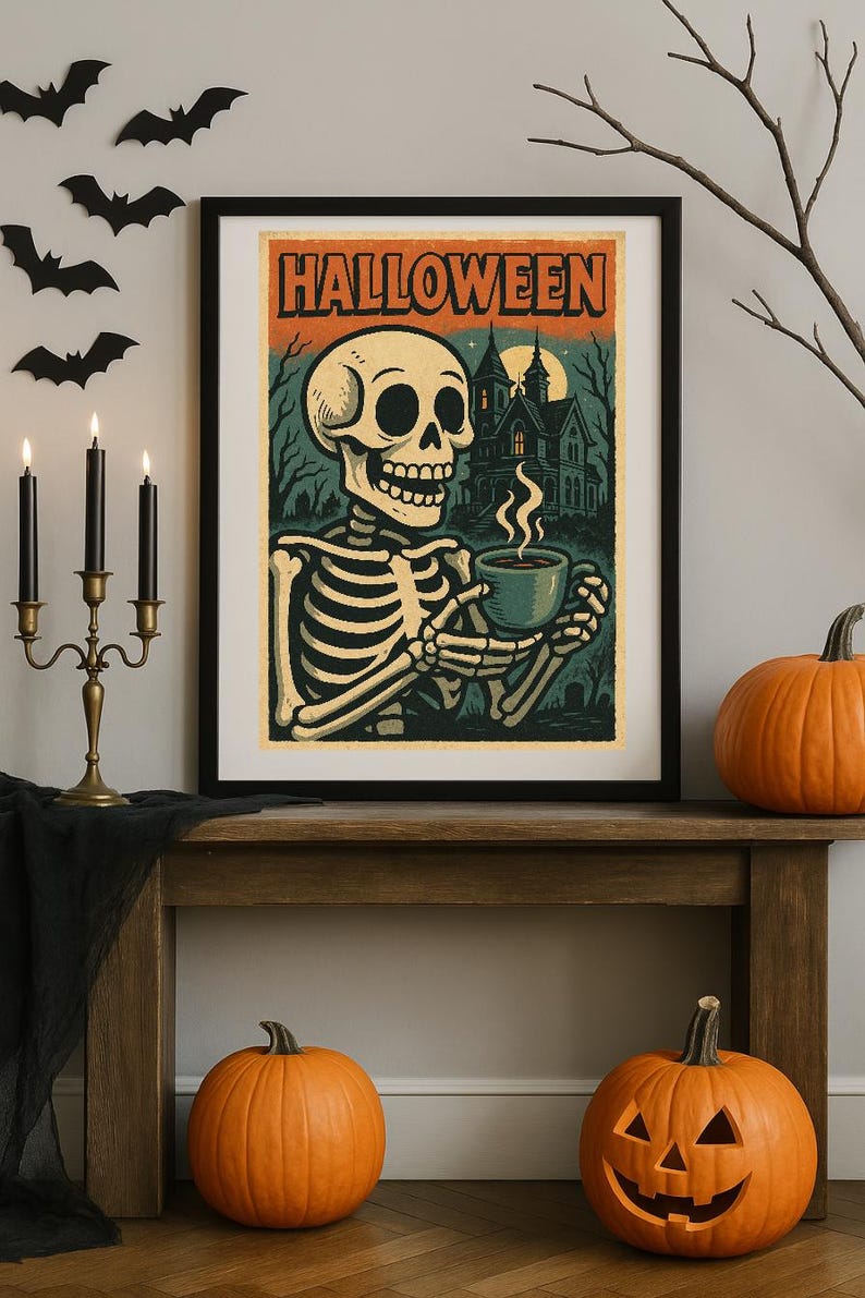 Vintage Halloween Poster Set of 5, Retro Horror Movie Art Bundle ...