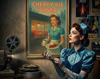 Twin Peaks Kirschkuchen Poster, Retro Diner Wandkunst, Double R Diner Druck, verdammt feiner Kaffee Dekor digitaler Download für die Küche