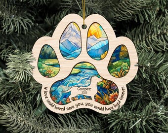 Personalized Dog Paw Suncatcher: Pet Memorial Ornament
