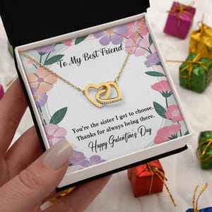 To My Best Friend Necklace – Gold Interlocking Hearts Jewelry, Galentine’s Day Gift for Bestie, Friendship for Women, Elegant Jewelry Gift