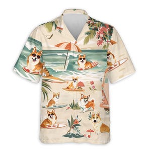 corgi dress shirt Cute corgi-Men's Golf Hawaiian Shirts Button Down Shirt