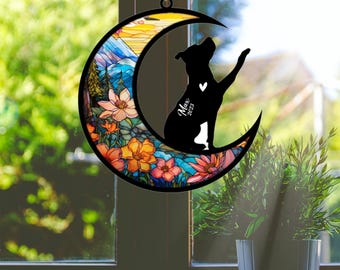 Personalized Pitbull Memorial Suncatcher: Pet Loss Bereavement Ornament