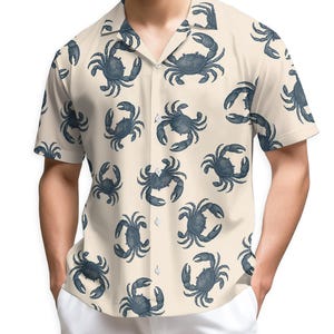 crab dress shirt Sikelia crab print shirt