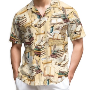 Vintage Book Hawaiian Shirt, Retro Library Aloha Beach Shirt Unisex