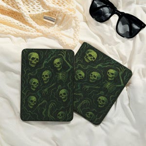 Halloween Schädel Kindle Hülle, Dark Gothic Kobo Hülle, eReader Hülle, individueller Name