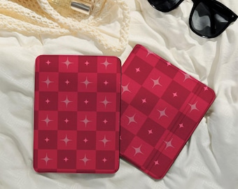Red Star Grid Kindle Paperwhite Case: Bookish Plaid All New Kobo Clara Colour Case 2025 E-Reader Cover, Minimalist Kindle Scribe Case