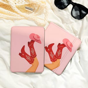 Cowgirl Boots Kindle Case – Pink Western Hat Kobo Cover, Auto Wake/Sleep
