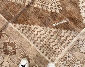 Anatolian Rug, Brown, Beige New Pattern Oushak Rug 10x12 11x15 12x16 Turkish Rug Handmade Wool Rug Home Decor Rug Antique Hand Knotted Rugs