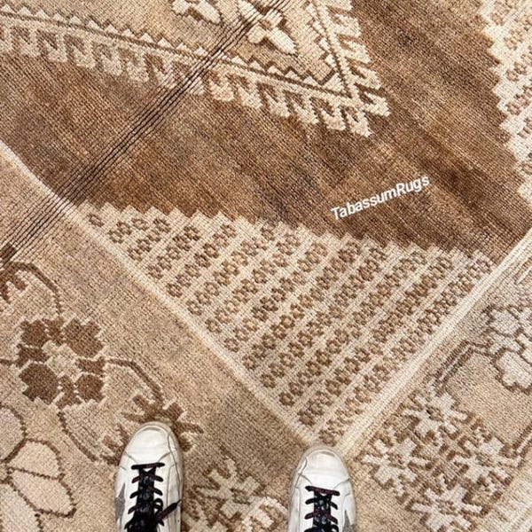 Anatolisch tapijt, bruin, beige nieuw patroon Oushak-tapijt 10 x 12 11 x 15 12 x 16 Turks tapijt handgemaakt wollen tapijt woondecoratie tapijt antieke handgeknoopte tapijten