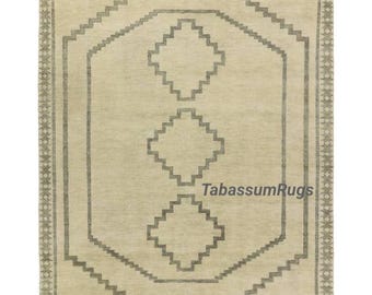 手織りウシャク絨毯：ベージュ、グリーン 6x9 8x10 9x12 10x14 トルコ製手織り絨毯 上質なウール製エリアラグ アンティーク ボヘミアン ラグ リビングルーム ベッドルーム ラグ