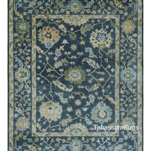 Luxury Floral Oushak Rug, Antique Blue 9x12 10x14 12x15 12x18 Turkish Rug Handmade Colorful Rug Fine Wool Area Rug Premium Hand Knotted Rugs