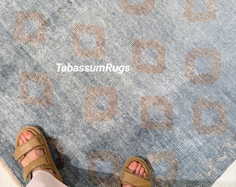 New Pattern Hand Knotted Rug, Muted Blue, Grey 12x15 Handmade Turkish Oushak Rug 100% Wool Area Rug Modern Home Decor Rug Custom Made Rug.