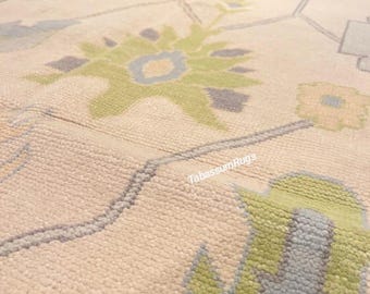 9x12 10x14 12x15 l Antique Oushak Rug l Beige,Grey Turkish Rug l Handmade Wool Rug l Netural Styles Hand knotted Rug l Large Custom Area Rug