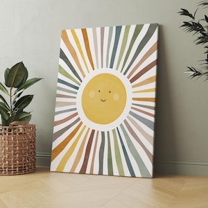 Nursery Sun Playroom Poster, Watercolor Sun Print, Watercolor Nursery Decor, Nursery Wall Art, Sun Wall Art, Girls Room Decor