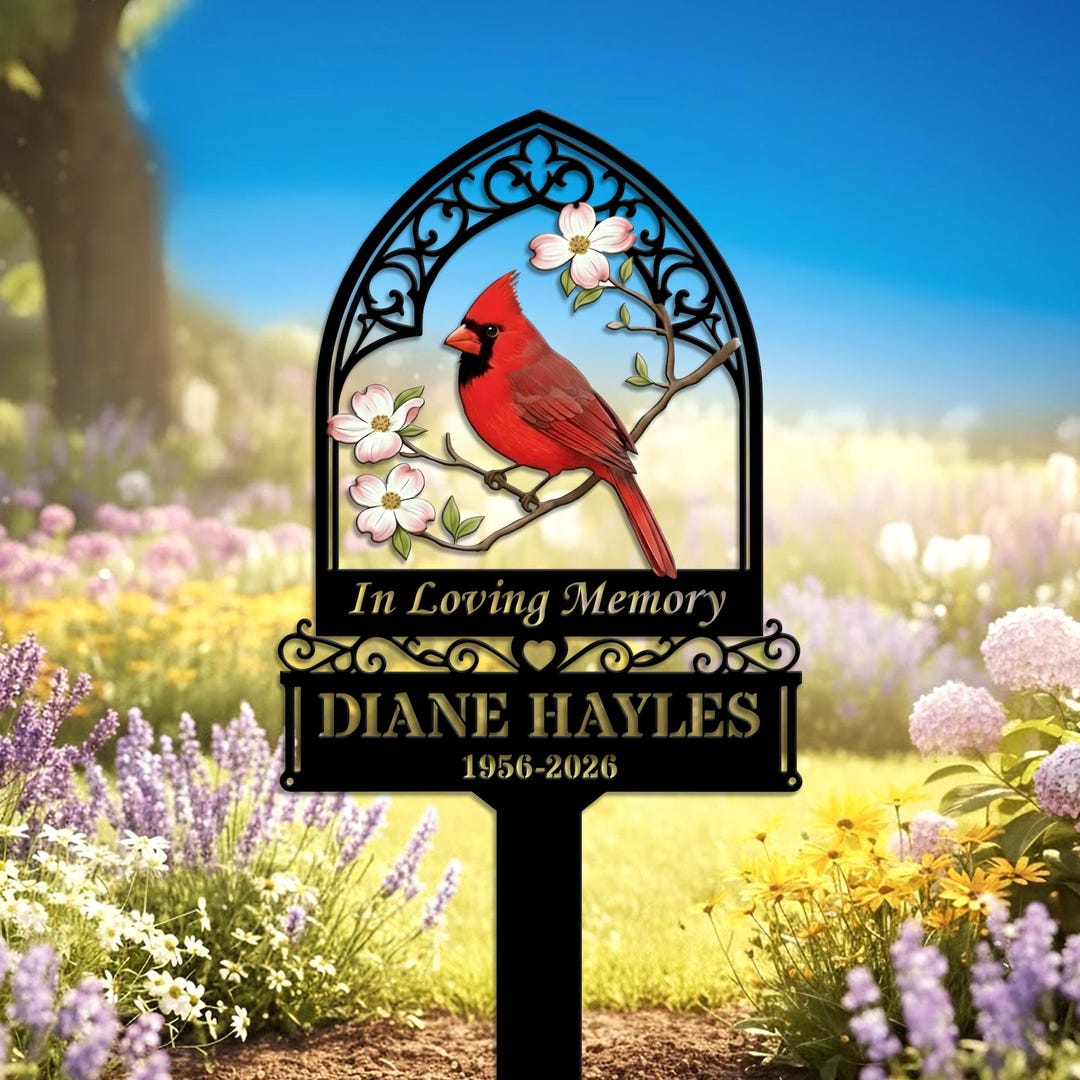 Personalized Cardinal Memorial Garden Sign, in Loving Memory Yard Decor ...