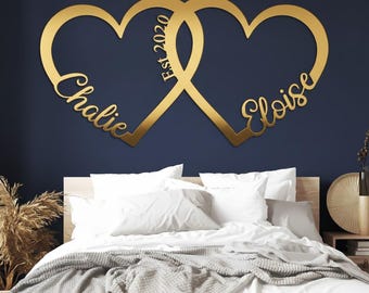 Personalized Infinity Hearts Name Sign | Wedding Anniversary Gift for Couple | Engagement Gift | Custom Est Year Metal Decor
