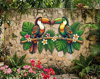 ブラジル　アマゾン　木彫り　アート ヴィンテージ アマゾン ブラジル 木彫りパネル 熱帯風景 フォーク