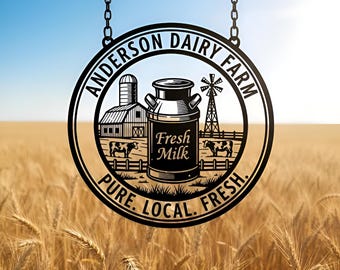 Custom Dairy Farm Metal Sign | Personalized Milk Farmhouse Decor | Barn Cow Rustic Outdoor Sign