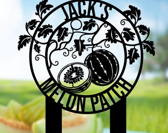 Custom Melon Patch Metal Sign – Personalized Garden Stake – Farm Fresh Fruit Marker – Outdoor Vegetable Patch Decor