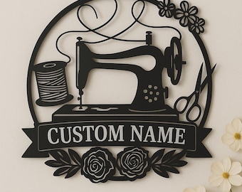 Personalized Sewing Room Metal Sign: Custom Seamstress Wall Art