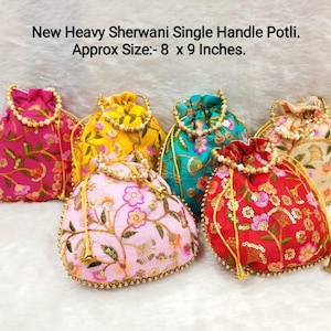 Groß gesticktes Potli | Indische Hochzeit Geschenke | Mehndi, Haldi Favor Taschen