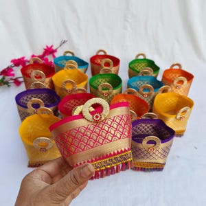 Bulk Banarasi Silk Gift Baskets | Wedding Return Favor Bags, Festive Gifting,Haldi,mehndi gifts