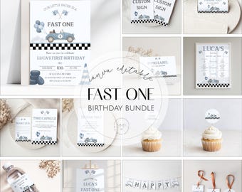 Fast One Birthday Bundle, Race Car First Birthday Theme, Digital Download