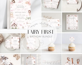 Fairy First Birthday Invitation: Magical Woodland Garden (Digital Download)