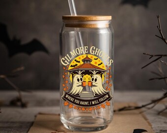Gilmore Ghouls Sipper Glass, Halloween Drinkware, 16 oz | Halloween Iced Coffee