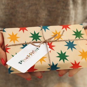 Retro Starburst Wrapping Paper | Mid Century Modern Holiday Wrap Boho ...