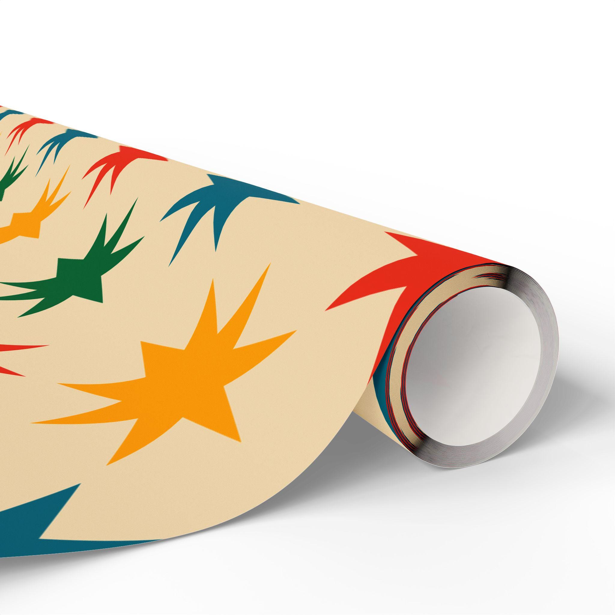 Retro Starburst Wrapping Paper | Mid Century Modern Holiday Wrap Boho ...