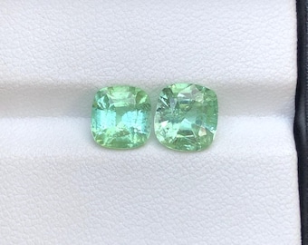 Mint Green Tourmaline Earrings Pair: 3.60 ct, Afghanistan Origin