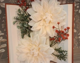 Floral Centerpiece, Home Decor, Gift, Book Bouquet