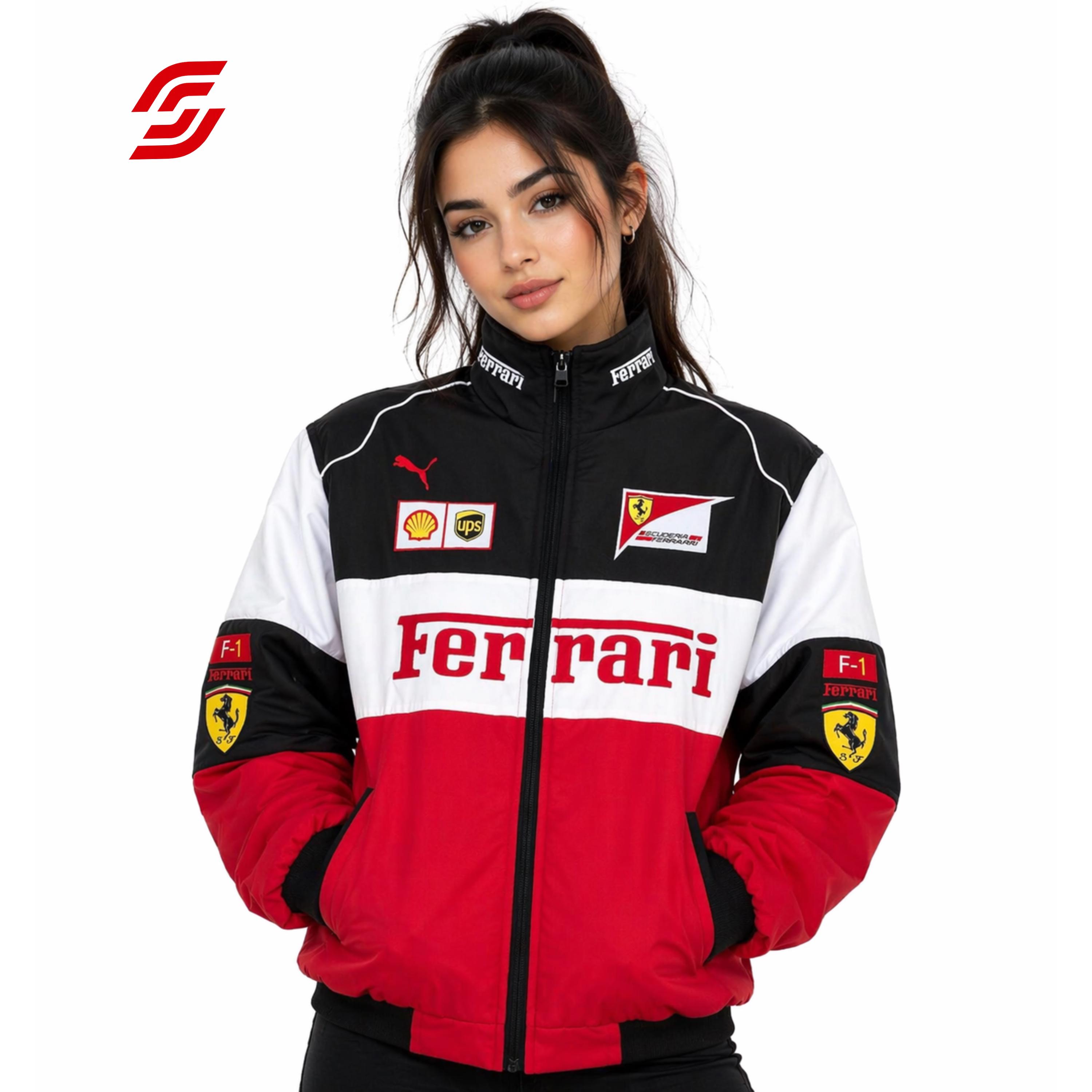 Ferrari フェラーリ レザージャケット 未使用 M ピンク×ホワイト Ferrari Leather Jacket - Vintage F1 Leather Jacket - Pink Jacket